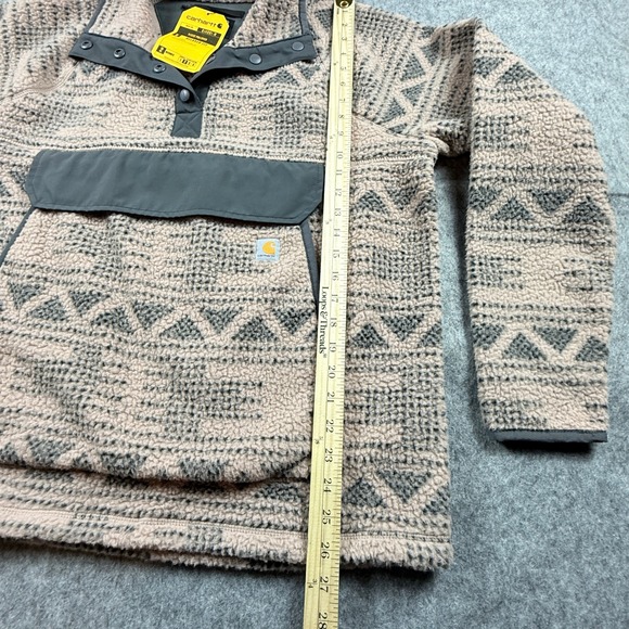 Carhartt Fleece Pullover Relaxed Fit Geo Aztec Warm Taupe, Women's Size XL - Picture 2 of 7